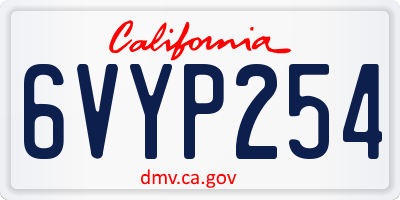 CA license plate 6VYP254