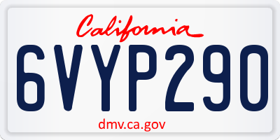 CA license plate 6VYP290