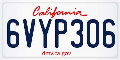 CA license plate 6VYP306