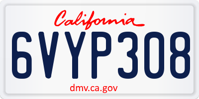 CA license plate 6VYP308