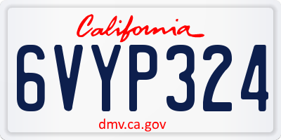 CA license plate 6VYP324