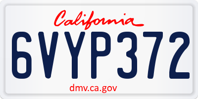 CA license plate 6VYP372