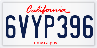 CA license plate 6VYP396