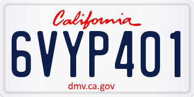 CA license plate 6VYP401