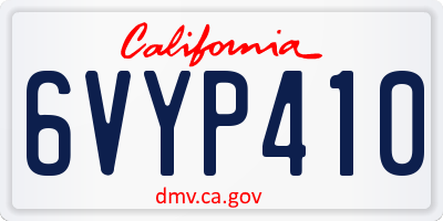 CA license plate 6VYP410