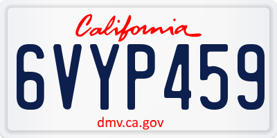 CA license plate 6VYP459