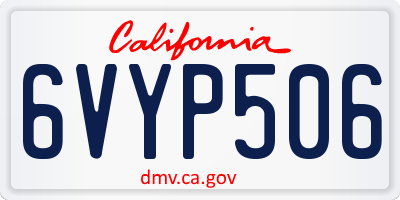 CA license plate 6VYP506