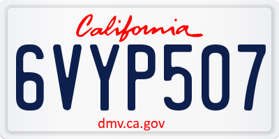 CA license plate 6VYP507
