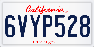 CA license plate 6VYP528