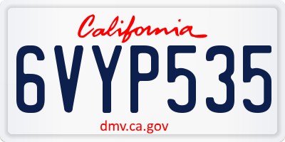 CA license plate 6VYP535