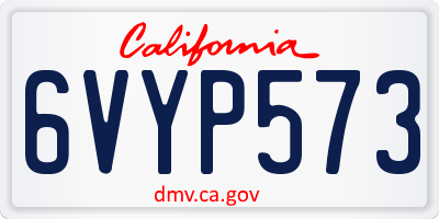 CA license plate 6VYP573