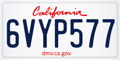 CA license plate 6VYP577