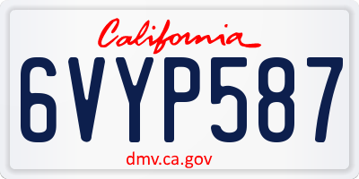 CA license plate 6VYP587