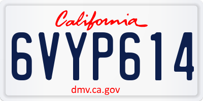 CA license plate 6VYP614