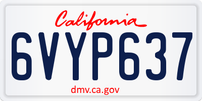 CA license plate 6VYP637