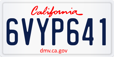 CA license plate 6VYP641
