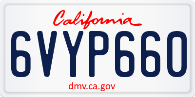 CA license plate 6VYP660