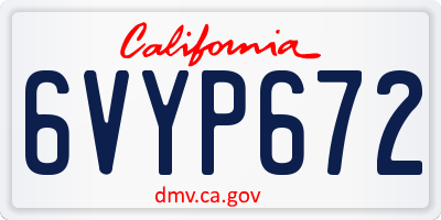 CA license plate 6VYP672