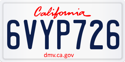 CA license plate 6VYP726
