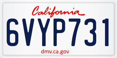 CA license plate 6VYP731