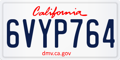 CA license plate 6VYP764