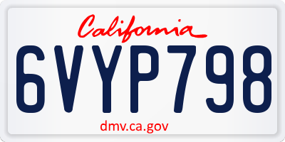 CA license plate 6VYP798