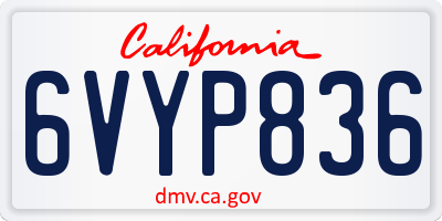 CA license plate 6VYP836