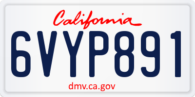 CA license plate 6VYP891