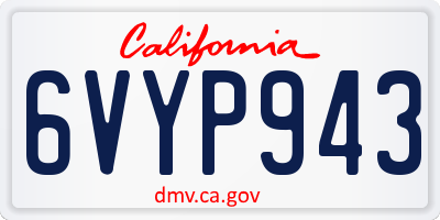 CA license plate 6VYP943