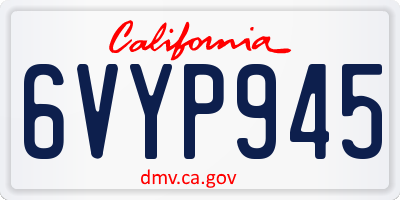 CA license plate 6VYP945