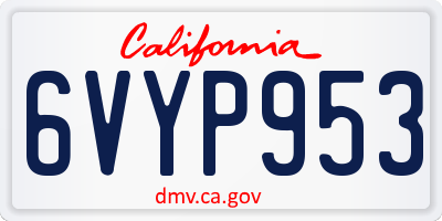 CA license plate 6VYP953
