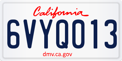 CA license plate 6VYQ013