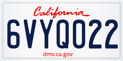 CA license plate 6VYQ022