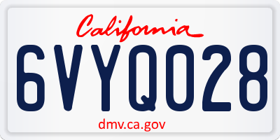 CA license plate 6VYQ028