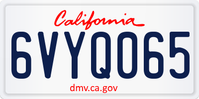 CA license plate 6VYQ065