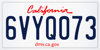 CA license plate 6VYQ073