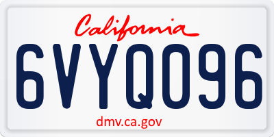 CA license plate 6VYQ096