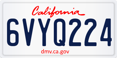 CA license plate 6VYQ224