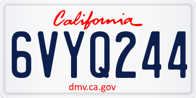 CA license plate 6VYQ244
