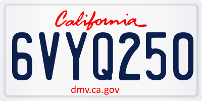 CA license plate 6VYQ250