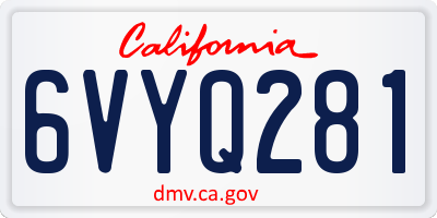 CA license plate 6VYQ281