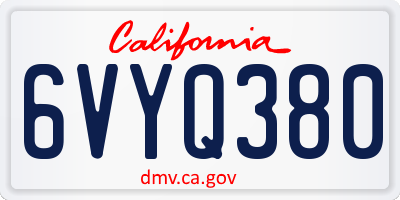 CA license plate 6VYQ380