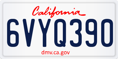 CA license plate 6VYQ390