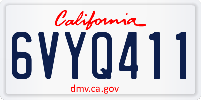 CA license plate 6VYQ411