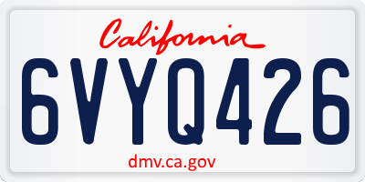 CA license plate 6VYQ426