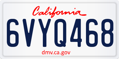 CA license plate 6VYQ468