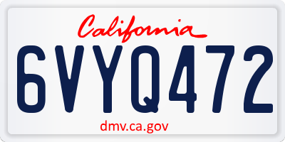 CA license plate 6VYQ472