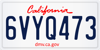 CA license plate 6VYQ473