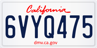 CA license plate 6VYQ475
