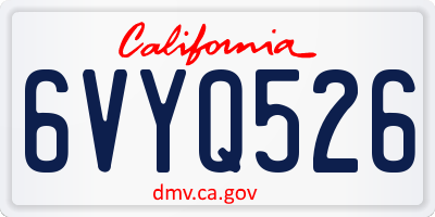CA license plate 6VYQ526